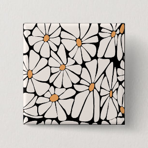 Groovy Daisy Flower Retro Button