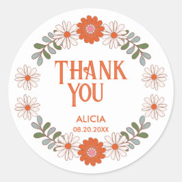 Groovy Daisy Hippie Blume & Leaf Sticker