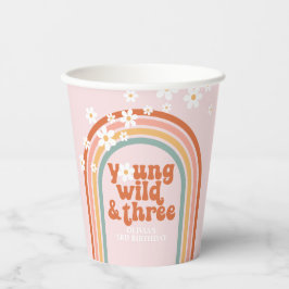 Groovy daisy hippie rainbow 3RD Geburtstag Pappbecher