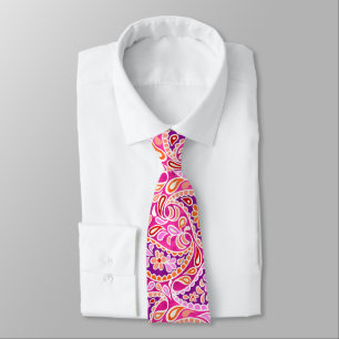Groovy Daisy Paisley BoHo Wasserfarbe - Fuchsia Krawatte