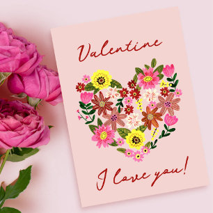 Groovy Daisy Pink Blume Herzstück Valentine Holida Feiertagskarte