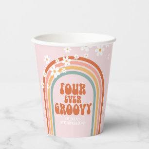 Groovy daisy Regenbogen 4. Geburtstag Papieren Cup Pappbecher