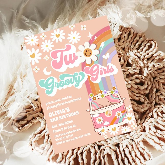 Groovy Daisy Regenbogen Geburtstagseinladung Einladung (Von Creator hochgeladen)