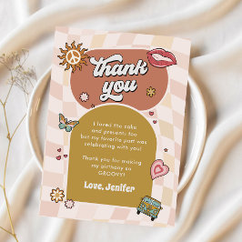 Groovy Daisy Retro 1. Geburtstag Party Dankeskarte