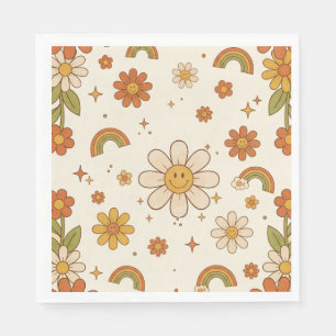 Groovy Daisy Retro 70er Jahre Floral Neutral Son Serviette