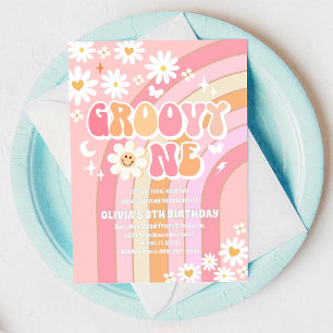 Groovy Daisy Retro Geburtstagseinladung Einladung