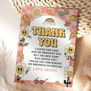 Groovy Daisy & Retro Van Pink Birthday Dankeskarte