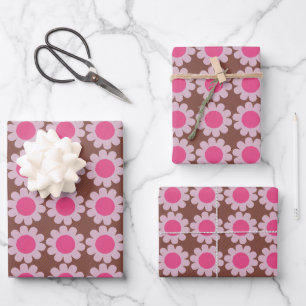 Groovy Daisy Winter Pink Geschenkpapier Set