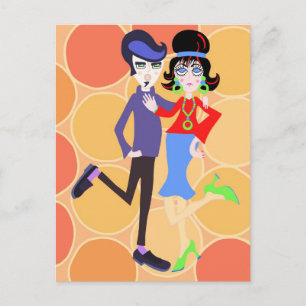 Groovy Dancing Couple Postkarte