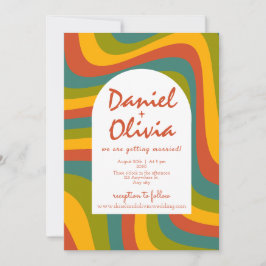 Groovy der 70er Jahre mit QR Hochzeit Einladung