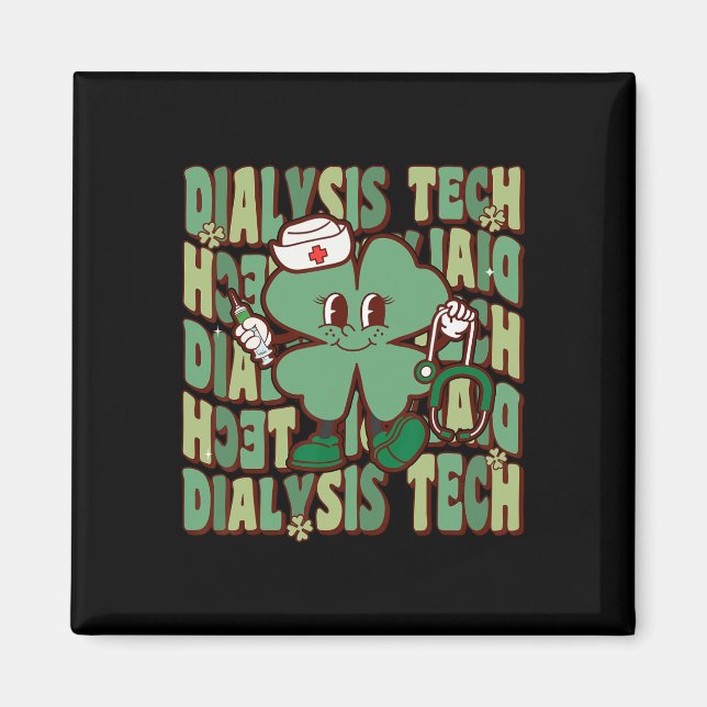 Groovy Dialyse Tech Lustiger St. Patricks Day Dial Magnet (Vorne)