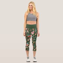 groovy disco ball christmas dinosaurs capri leggings