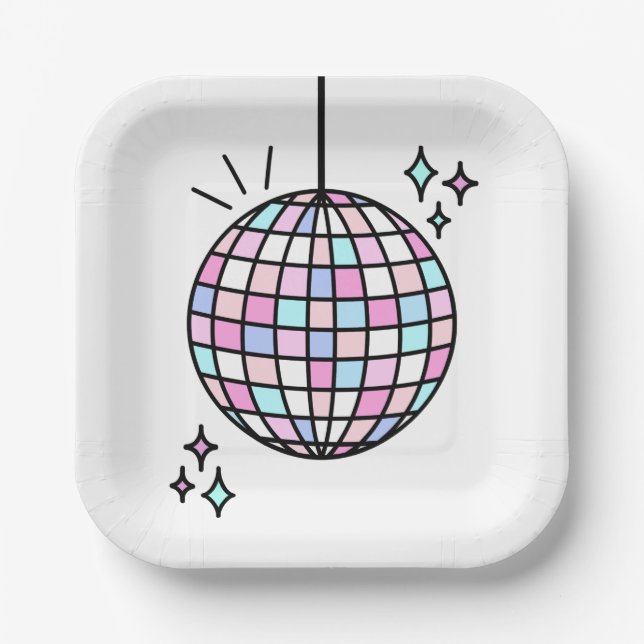 Groovy Disco Ball Geburtstag Pappteller (Vorderseite)