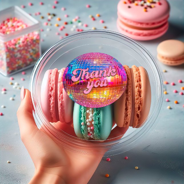 Groovy Disco Ball Hot Pink Glitzer Gold Vielen Dan Runder Aufkleber (Von Creator hochgeladen)