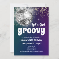 Groovy Disco Dance Party 50. Geburtstag Einladung