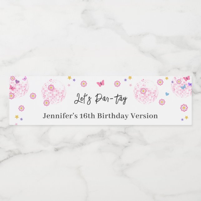 Groovy Disco Eras Geburtstagsparty Wasserflaschenetikett (Einzelnes Label)