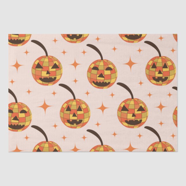 Groovy Disco Halloween Pumpkins Muster Seidenpapier (Vorderseite)