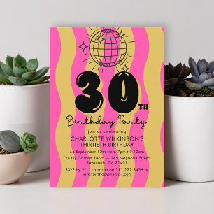Groovy Disco-Kugel 30. Geburtstagsfeier-Einladung Einladung
