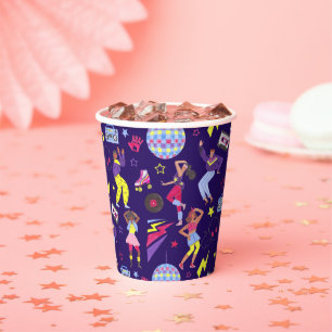 Groovy Disco Lila Party Retro 80er Disco-Kugel Pappbecher
