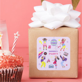 Groovy Disco Party Retro 80s Discoball Quadratischer Aufkleber