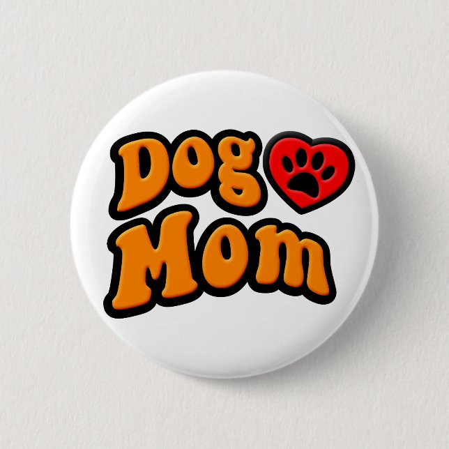 Groovy Dog Mama Zeichnend Button (Vorderseite)