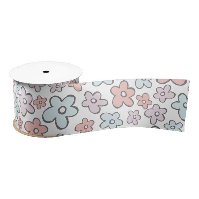 Groovy doodle Blume Muster Satinband (Spule)