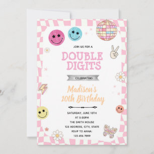 Groovy Double Digits Geburtstagsfeier Einladung
