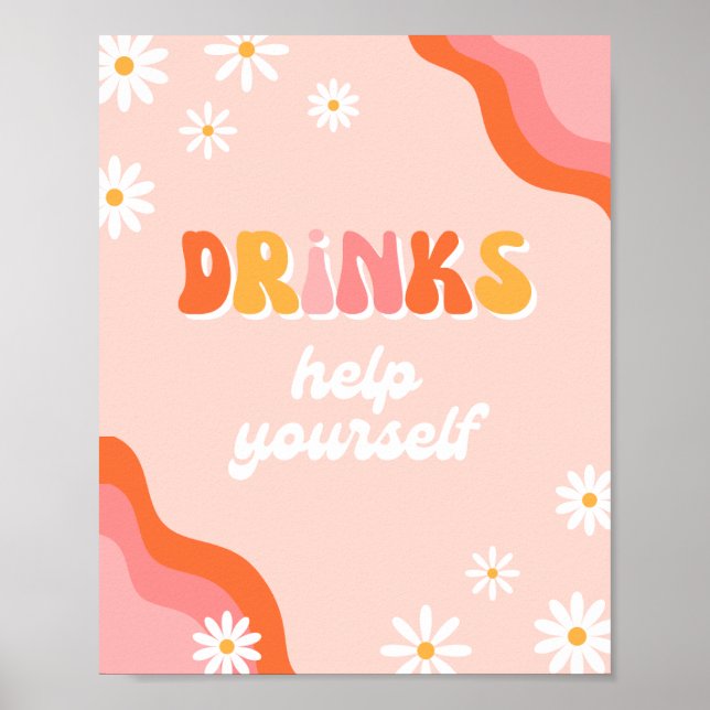 Groovy Drinks Sign | Digital Groovy Sign Poster (Vorne)