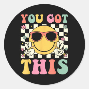 Groovy du Got diesen Smile Face Testing Day Teache Runder Aufkleber