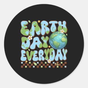 Groovy Earth Day 2025 Der Alltag Lehrer Männer Fra Runder Aufkleber