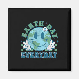 Groovy Earth Day 2025 Jederzeit Lächeln Gesicht Re Magnet