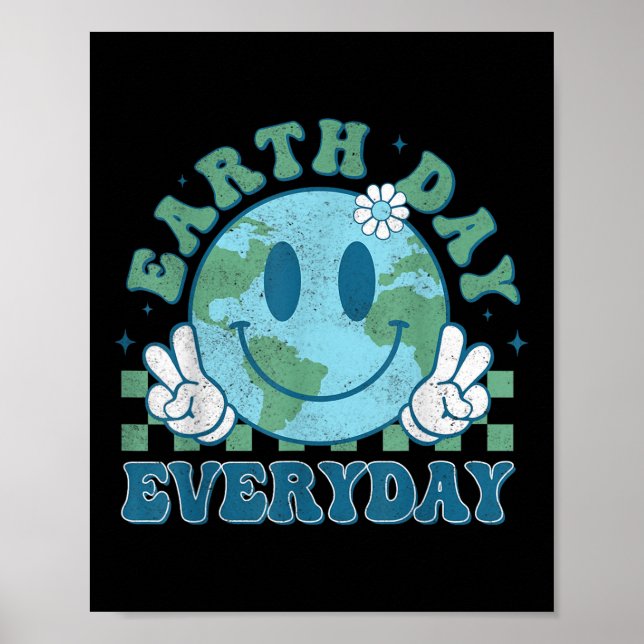 Groovy Earth Day 2025 Jederzeit Lächeln Gesicht Re Poster (Vorne)