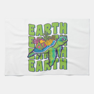 Groovy Earth Day Sea Turtle Lover Wildlife Geschirrtuch