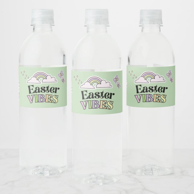 Groovy Easter Bunny Water Bottle Label Wasserflaschenetikett (Flaschen)