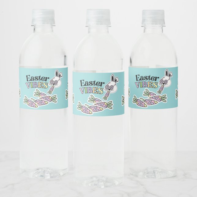 Groovy Easter Bunny Water Bottle Label Wasserflaschenetikett (Flaschen)