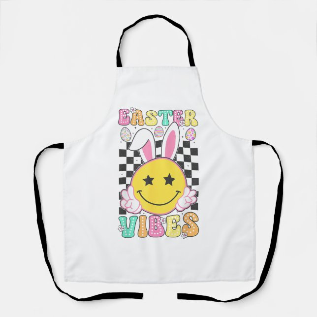 Groovy Easter Vibes Bunny Easter Day Smile Face Gi Schürze (Vorderseite)