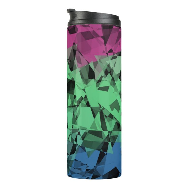 Groovy Eclectic Retro Trippy Polysexual Prilag Thermosbecher (Nach rechts gedreht)