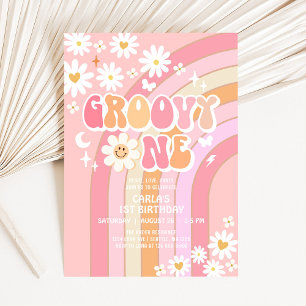 Groovy EIN Hippie 70er Retro 1. Geburtstag Einladung