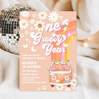 Groovy Einladung zum ersten Geburtstag