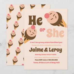 Groovy-Eiscreme-Kegel Geschlecht Enthüllung Er ode Einladung