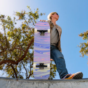 Groovy Eklektische Verrückte Wellig Pastell Abstra Skateboard