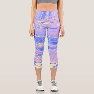 Groovy Eklektische Verrückte Wellige Pastell Abstr Capri Leggings