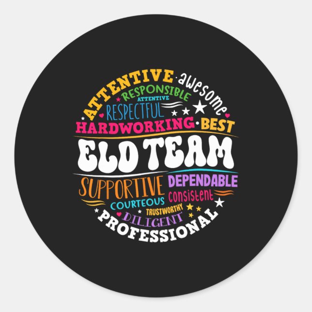 Groovy Eld Team Crew Englisch Sprachentwicklung  Runder Aufkleber (Vorderseite)