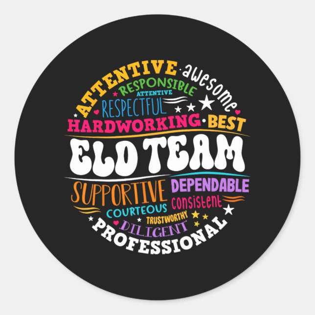 Groovy Eld Team Crew Englischsprachige Entwicklung Runder Aufkleber (Vorderseite)