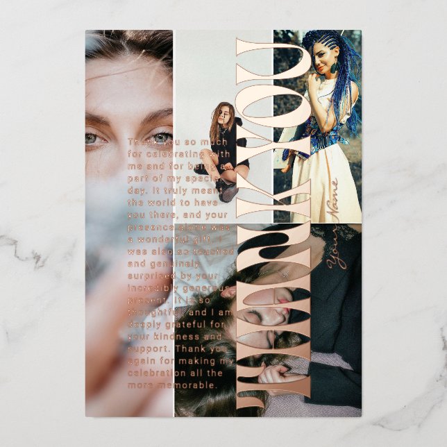 Groovy Elegant Vielen Dank Abschluss Foil Card Folieneinladung (Vorderseite)