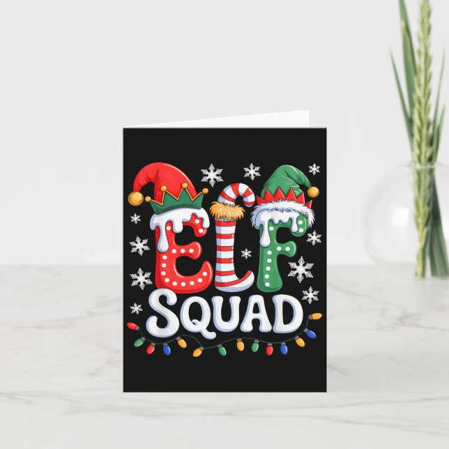 Groovy Elf Squad Elf Familie Weihnachten Matching  Karte (Vorderseite)