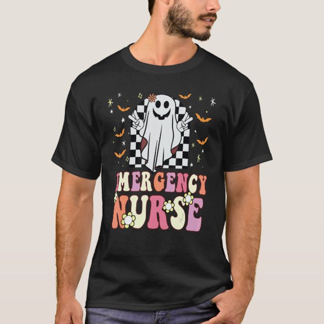 Groovy Emergency Room Nurse Ghost Retro ER Future  T-Shirt (Vorderseite)