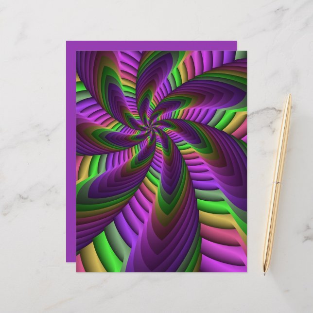 Groovy Energetic Colorful Neon Fraktal Pattern (Vorderseite/Rückseite Beispiel)