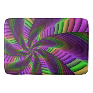 Groovy Energetic Colorful Neon Fraktal Pattern Badematte