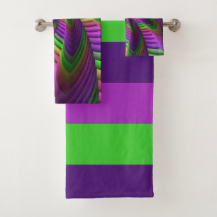 Groovy Energetic Colorful Neon Fraktal Pattern Badhandtuch Set